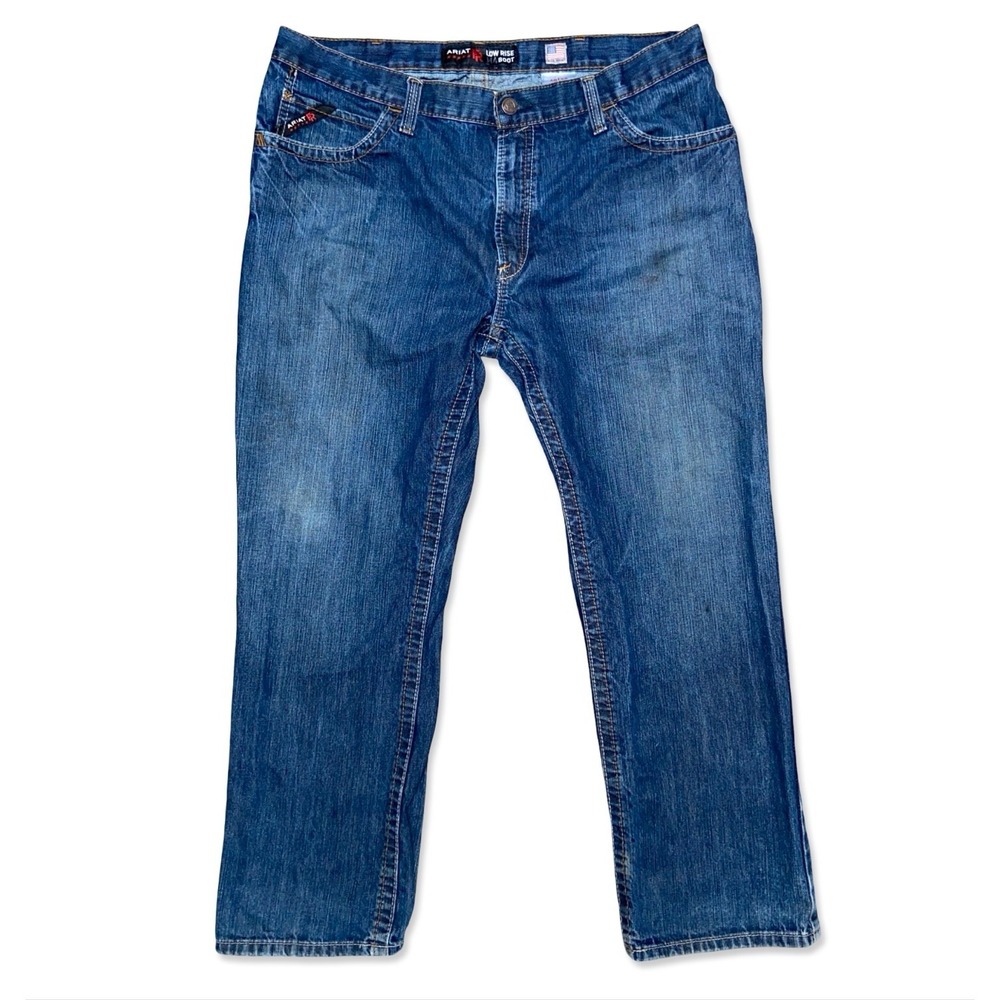 Ariat FR Jeans Men's 40x32 Blue Denim Low Rise Boot Cut Flame Resistant